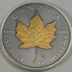 Kanadyjski Liść Klonowy 1 uncja Srebra 2023 Antique Gold