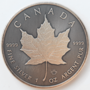 Kanadyjski Liść Klonowy 1 uncja Srebra 2021 Oksydacja selektywna