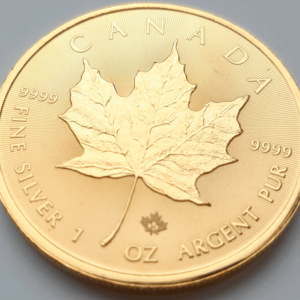 Kanadyjski Liść Klonowy 1 uncja Srebra 2021 Pełne złocenie