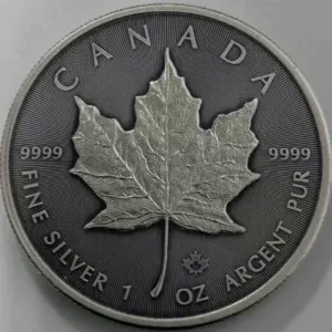 Kanadyjski Liść Klonowy 1 uncja Srebra 2023 Oksydacja selektywna