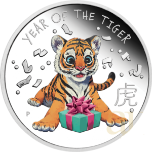 Tuvalu Baby Tiger 1/2 uncji srebra 2022 Kolorowanka