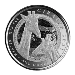 Giraffe Republic Of Guinea Equatorial 1 uncja srebra 2021 Proof-Like