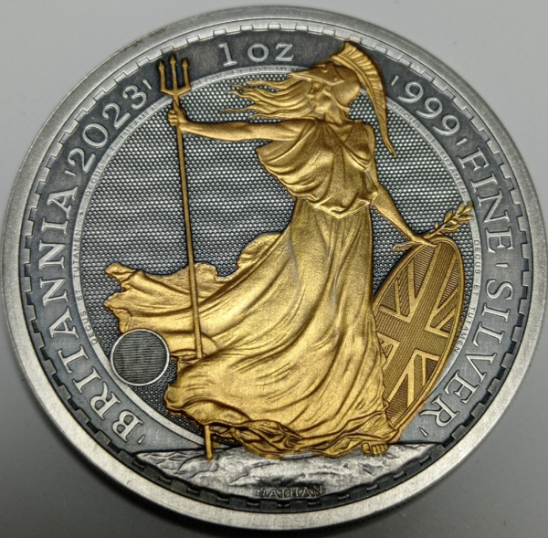 Britannia 1 uncja Srebra 2023 Antique Gold