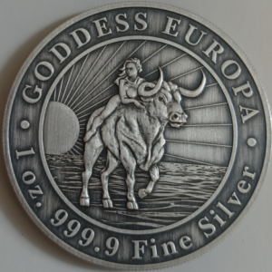 Goddess Europa Tokelau 1 uncja srebra 2022 Antique