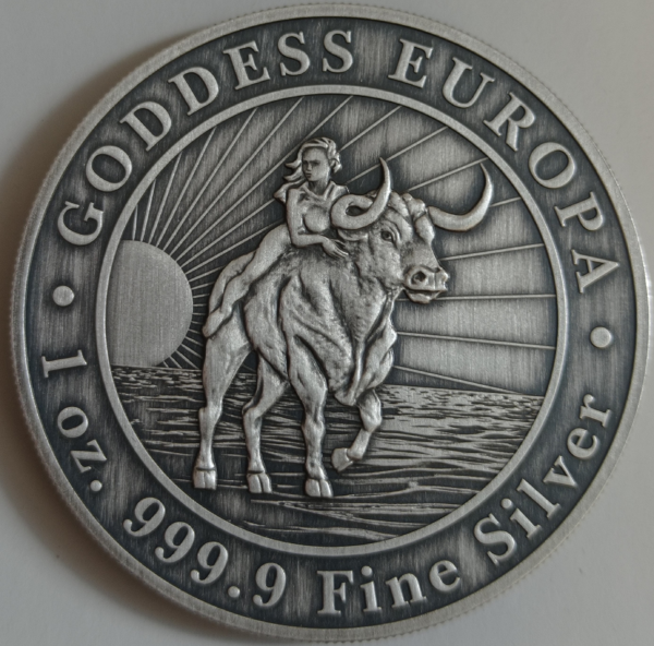Goddess Europa Tokelau 1 uncja srebra 2023 Antique
