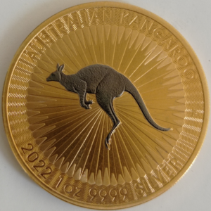 Australijski Kangur 1 uncja srebra 2022 Pozłocony z selektywnym rutenem