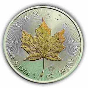 Kanadyjski Liść Klonowy 1 uncja srebra 2022 Złocenie wybiórcze