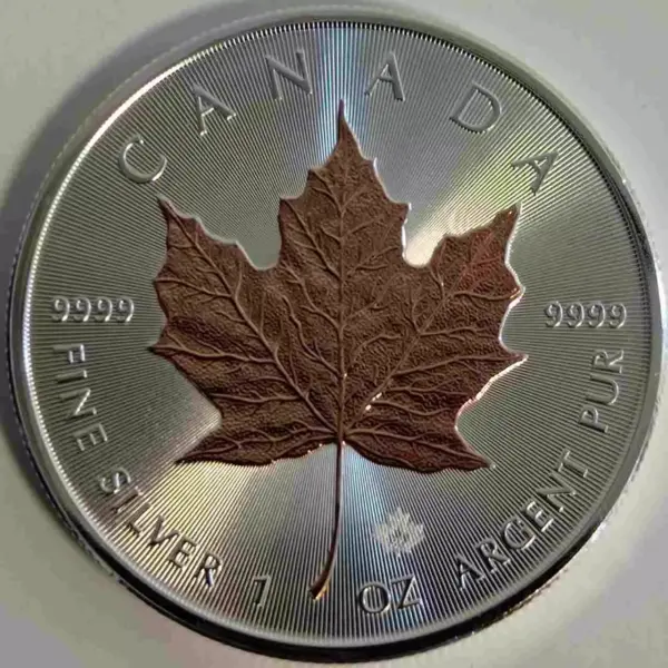 Kanadyjski Liść Klonowy 1 uncja srebra 2023 Złocenie wybiórcze Rose
