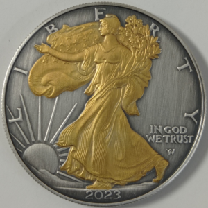 Amerykański Orzeł 1 uncja srebra 2023 Antique Gold