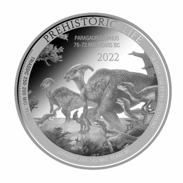 Parasaurolophus Prehistoric Life 1 uncja srebra 2022