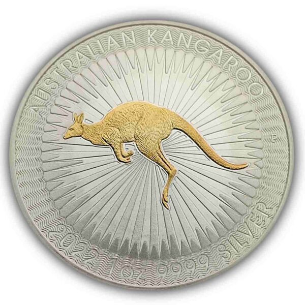 Australijski Kangur 1 uncja Srebra 2022 Złocenie wybiórcze