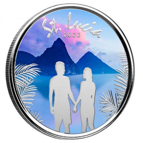 Couple St. Lucia 1 uncja Srebra 2022 Kolorowana