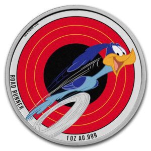 Looney Tunes Struś Pędziwiatr 1 uncja srebra kolorowana 2023
