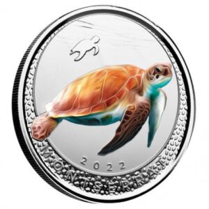 Żółw Morski Montserrat 1 uncja srebra 2022 Kolorowany