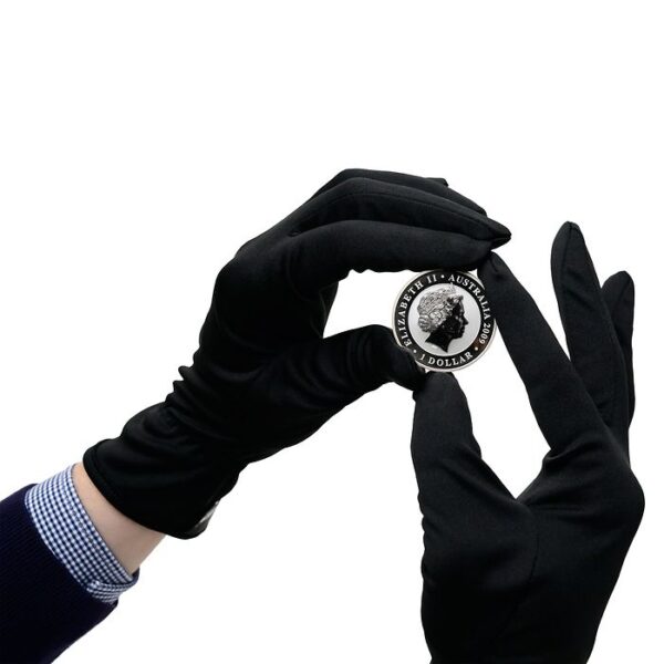 Leuchtturm Czarne rękawiczki z mikrofibry do monet rozmiar M