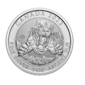 Smilodon Sabre-tooth Cat Ice Age 2 uncje srebra 2023