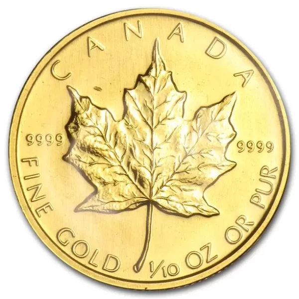 Kanadyjski Liść Klonowy 1/10 uncji Złota 1986