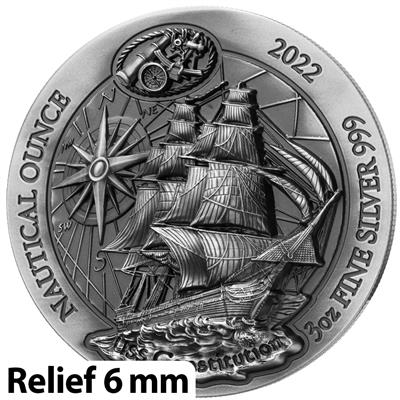 Nautical Ounce: USS Constitution 3 uncje srebra 2022 Ultra High Relief