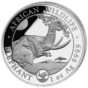 Słoń Somalijski- African Wildlife 1 uncja Srebra 2023 Privy Mark 'Year of the Rabbit'