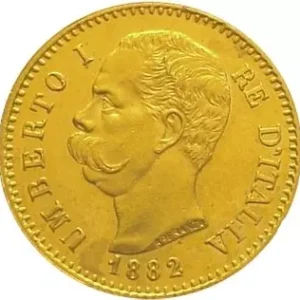 Złota moneta 20 lirów Umberto