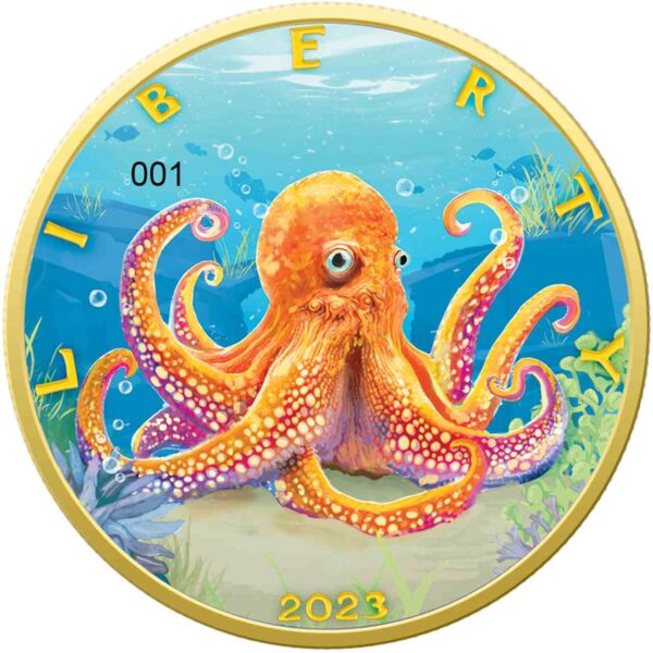 Amerykański Orzeł Colours of Paradise Octopus 1 uncja Srebra 2023