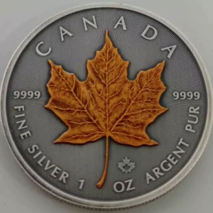 Kanadyjski Liść Klonowy 1 uncja Srebra 2024 Antique Orange