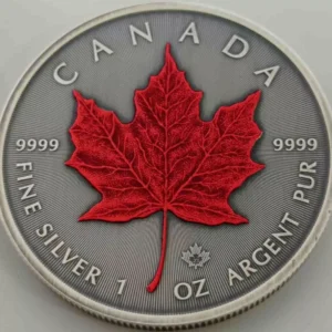 Kanadyjski Liść Klonowy 1 uncja Srebra 2024 Antique Red