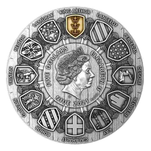 Arthur Pendragon Camelot  2 uncje srebra 2021 High Relief