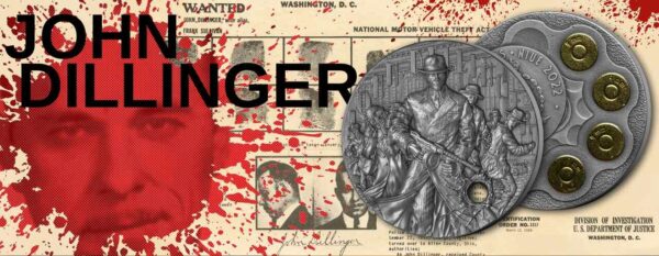 John Dillinger The Gangsters 2 uncje srebra 2023