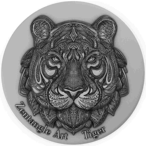 Tiger Zentangle Art 2 uncje srebra 2022