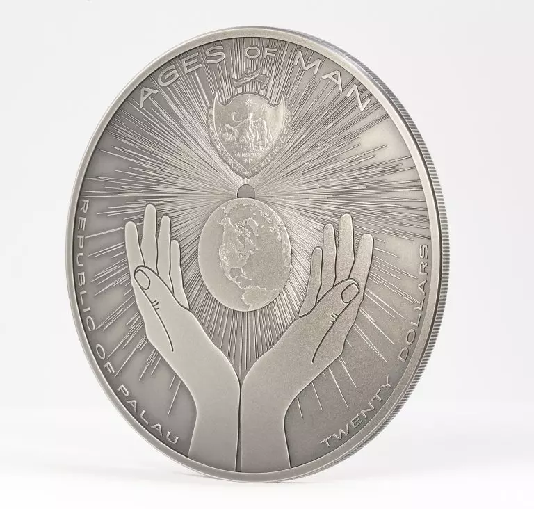 Aztec Five Suns Ages of Man Creation of World 3 uncje srebra 2021 - obrazek 4