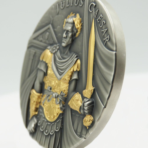 Julius Caesar Legendary Warriors 2 uncje srebra Antique Pozłacany