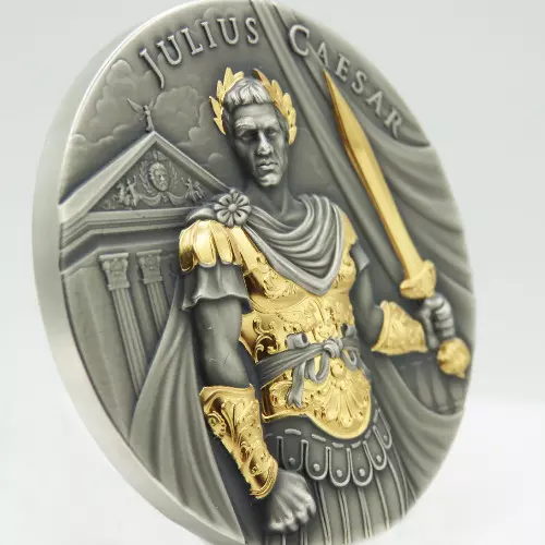 Julius Caesar Legendary Warriors 2 uncje srebra Antique Pozłacany - obrazek 4