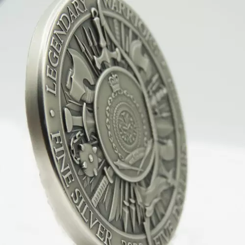 Julius Caesar Legendary Warriors 2 uncje srebra Antique Pozłacany - obrazek 6