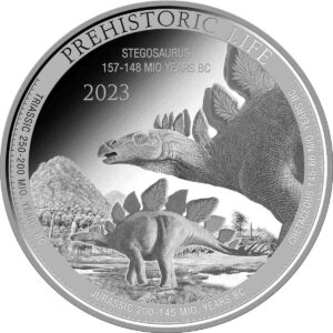 Stegosaurus Prehistoric Life 1 uncja srebra 2023