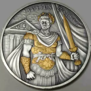 Julius Caesar Legendary Warriors 1 uncja srebra Antique Gold