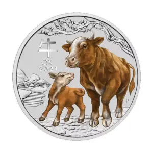 Lunar III Rok Wołu 1/2 uncja Srebra 2021 Kolorowana