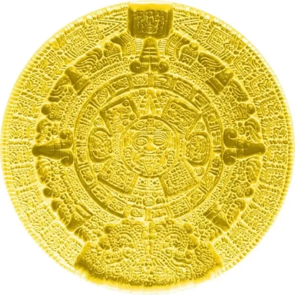 Srebrny Numizmat Aztec Sun Stone 1kg Pozłacany