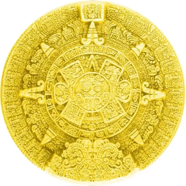 Srebrny Numizmat Aztec Sun Stone 1kg Pozłacany