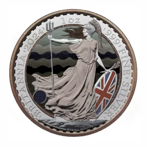 Britannia with Charles 1 uncja srebra 2023 Antique Color