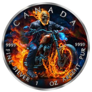 Burning Rider Kanadyjski Liść Klonowy 1 uncja srebra 2023
