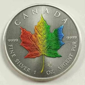 Kanadyjski Liść Klonowy 1 uncja srebra 2023 Rainbow