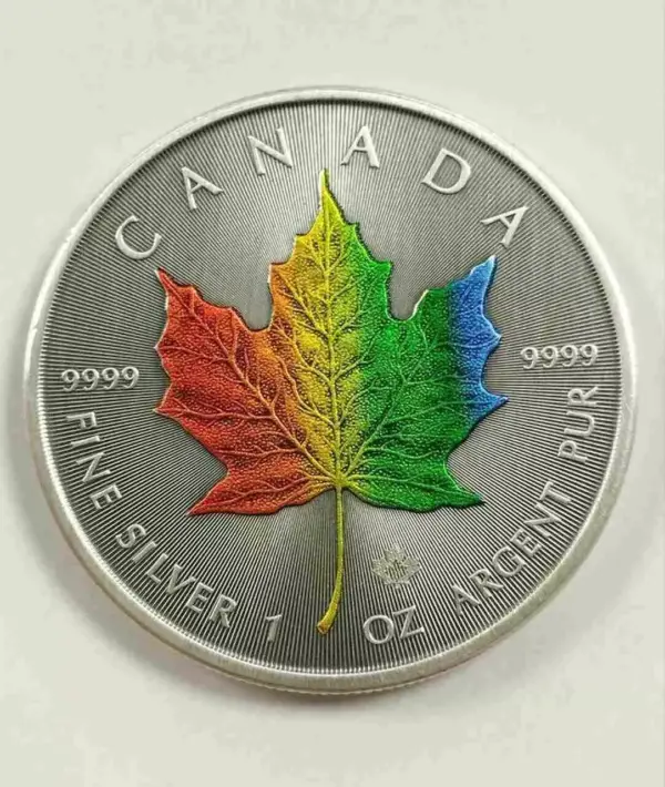 Kanadyjski Liść Klonowy 1 uncja srebra 2023 Rainbow