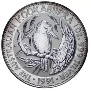 Kookaburra 1 uncja srebra 1991
