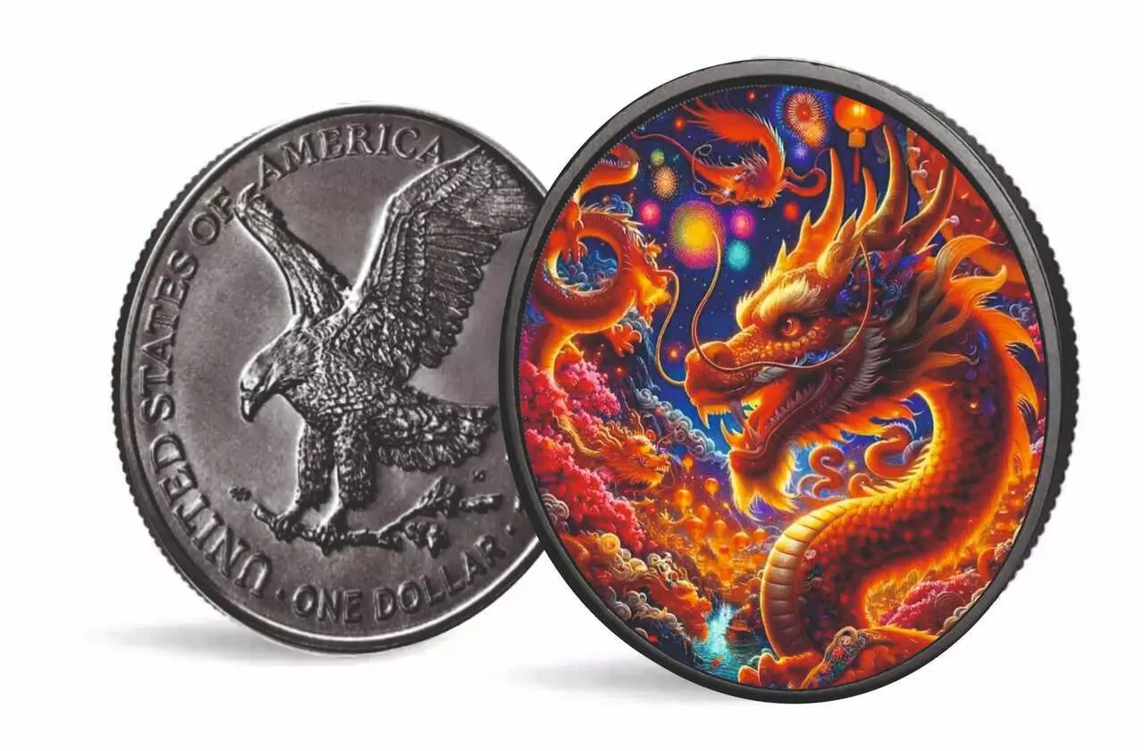 Amerykański Orzeł 1 uncja Srebra 2024 Dragon of Power - obrazek 2