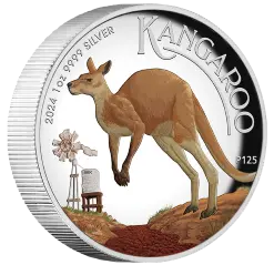 Australian Kangaroo 1 uncja srebra 2024 PROOF Coloured