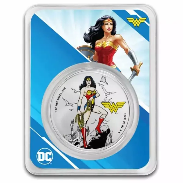 DC Comics Wonder Woman 1 uncja srebra 2024 Kolorowana TEP