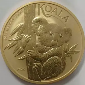 Koala 1 uncja Srebra 2024 Pełne złocenie