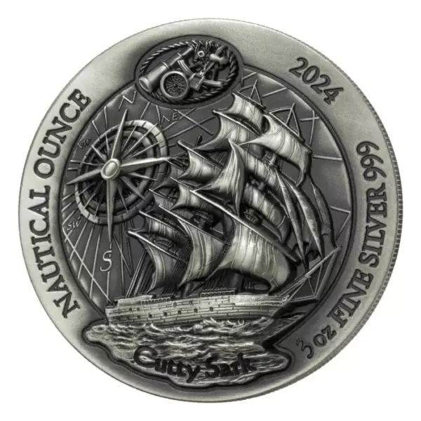 Nautical Ounce Cutty Sark 3 uncje srebra 2024 Antiqued HR