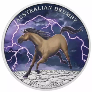 Australijski Brumby 1 uncja srebra 2024 Kolorowany